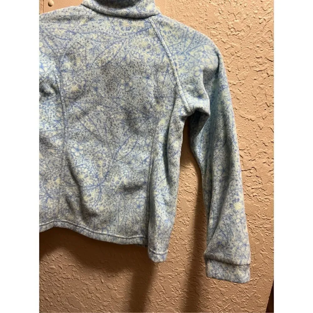 Columbia Girls Full Zip Blue Patterned Fleece Jacket Youth Size Medium 10/12